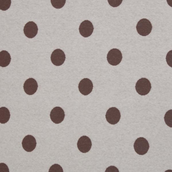 Jacquard-Jersey Ottoman Emily mit braunen Punkten auf Naturweiß
